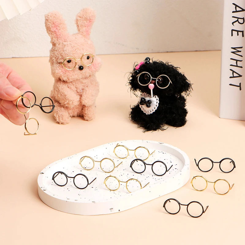 10-Pack Retro Mini Metal Round Doll Glasses | Lensless Miniature Doll Accessories QXL