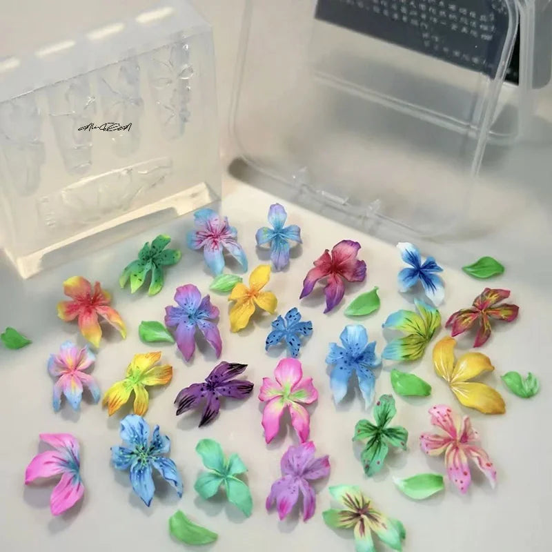 3D Hawaii Hibiscus Silicone Nail Art Mold | Floral Design Nail Art Mold QXL