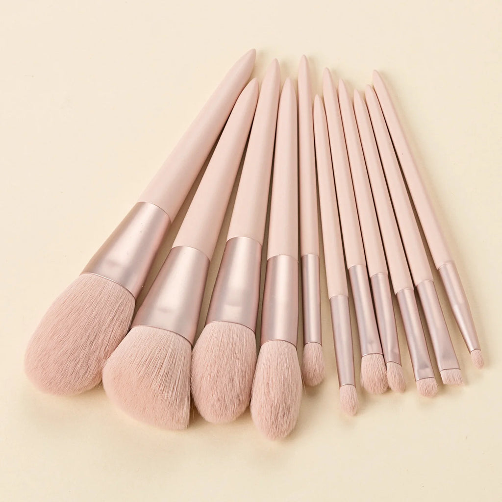 11-Pc Pink Vegan Makeup Brush Set | Synthetic Hair Brushes Makeup Brush Set QXL