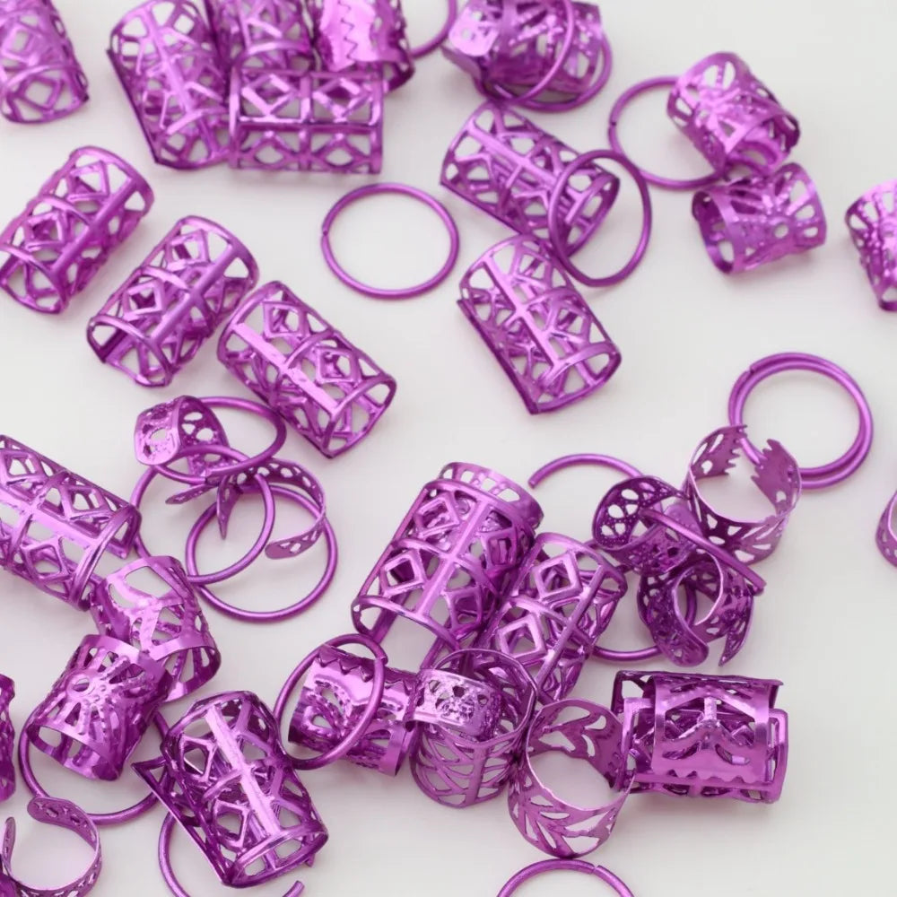80-Pack Purple Dreadlock Beads | Hair Rings for Braids & Locs Dreadlock Hair Beads QXL