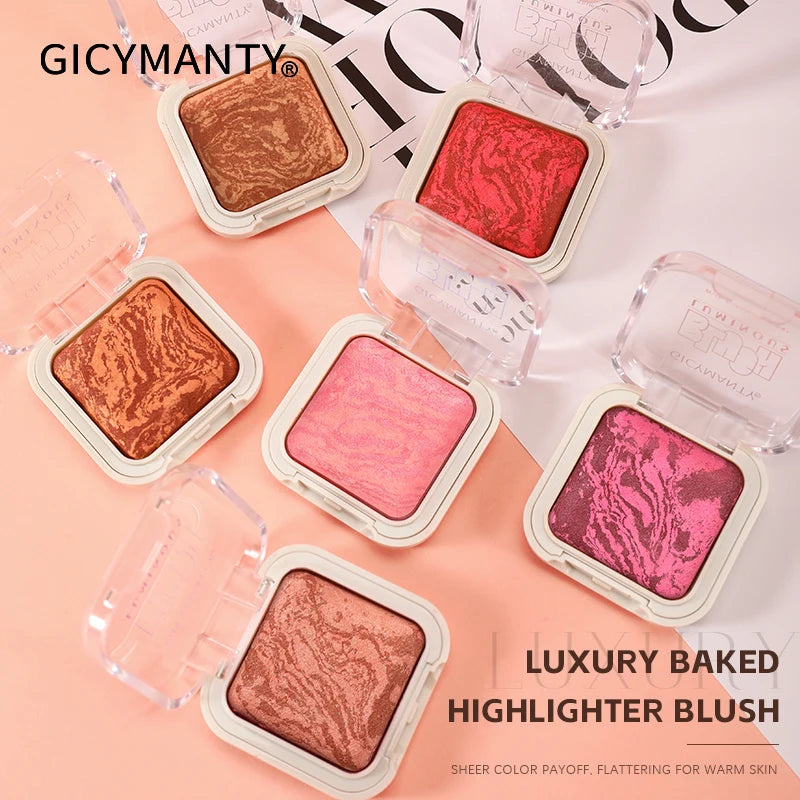 GICYMANTY Baked Blush Powder | High-Pigment, Oil Control Baked Blush Powder QXL