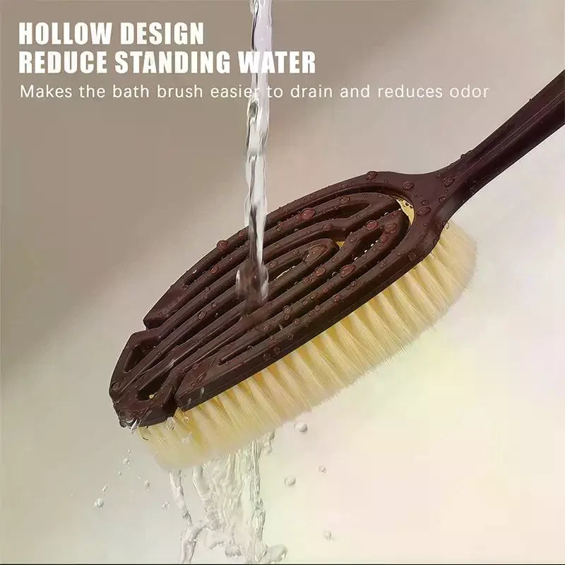 2-in-1 Long Handle Back Scrubber – Natural Coconut Bristle Bath Brush Bath Scrubber Brush QXL