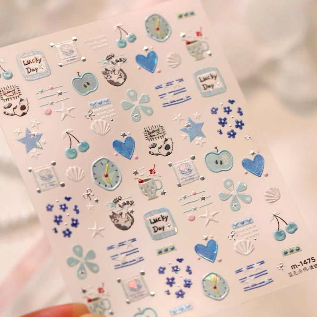 5D Nail Art Stickers – Kitten Floral Self-Adhesive Decals Nail Art Stickers QXL