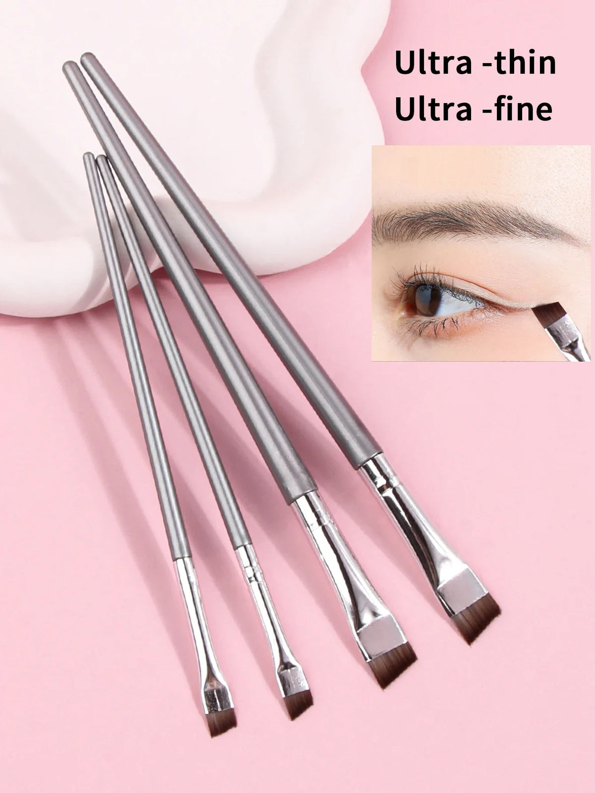 4-Piece Eyeliner, Eyebrow & Concealer Brush Set | Ultra-Fine Makeup Brush Set QXL