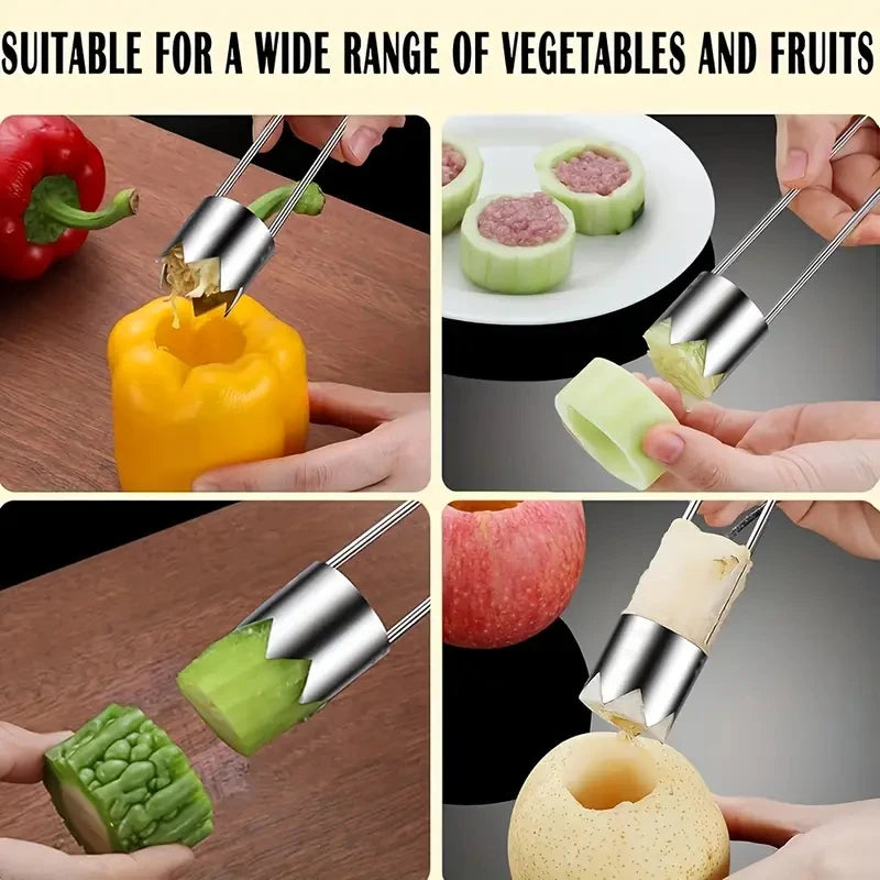 Stainless Steel Fruit & Vegetable Corer – Apple, Pepper, Tomato Fruit Vegetable Corer QXL