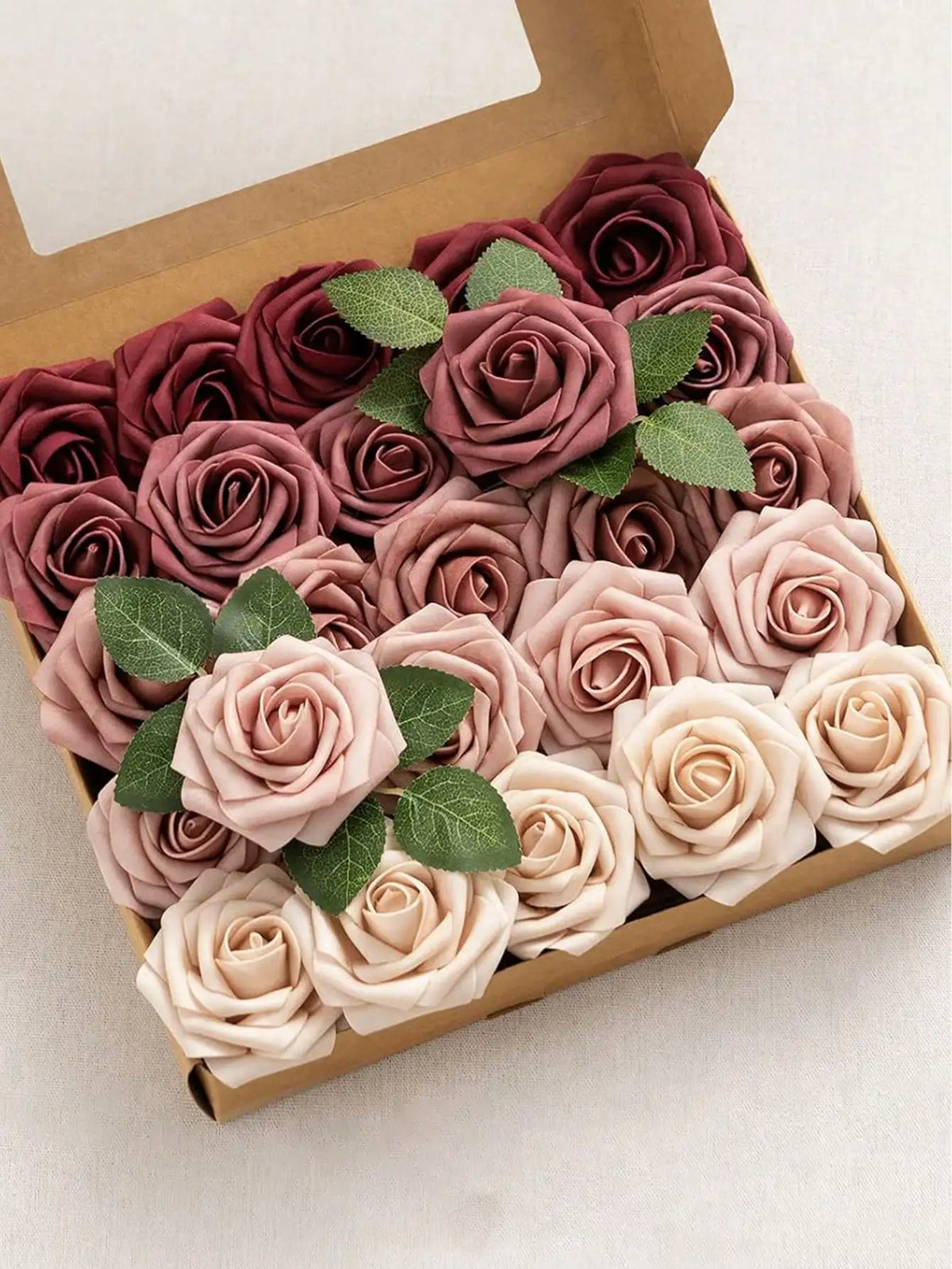 25-Pack Green Gradient Artificial Roses | Wedding & Party Décor Artificial Flowers QXL Red gradient