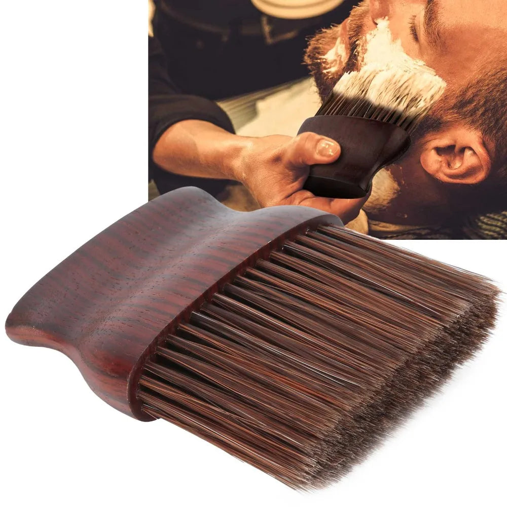 Rubberwood Barber Neck Duster Brush | Soft Nylon Bristles Barber Neck Brush QXL