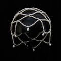 Handmade Pearl Beaded Bridal Hat | Mesh Tassel Wedding Headpiece Bridal Hat QXL A