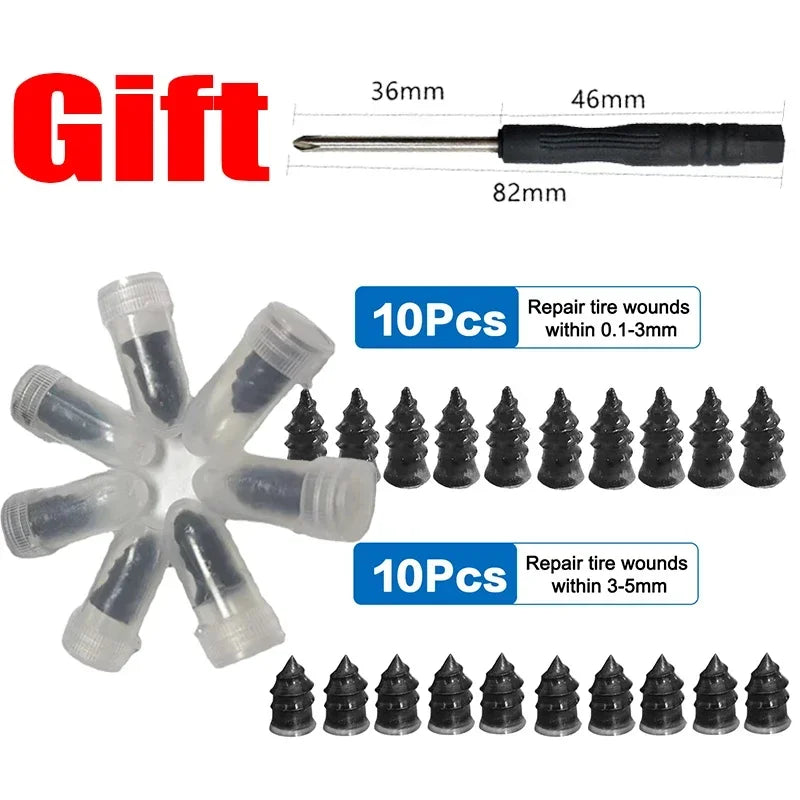 Tubeless Tire Repair Rubber Nails | Car & Motorcycle Puncture Kit Tire Repair Kit QXL 20Pcs Mix