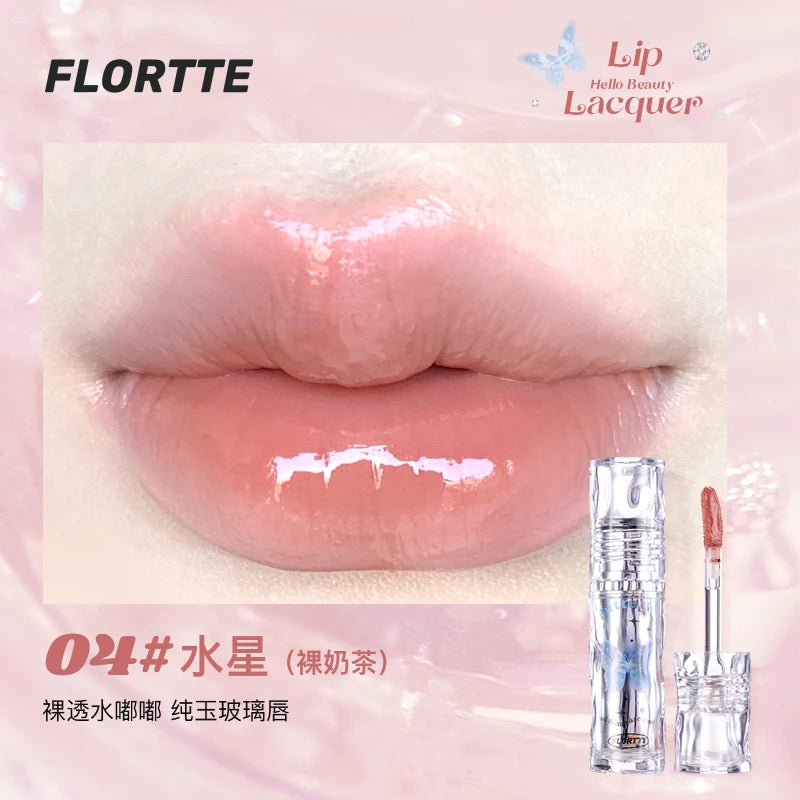 FLORTTE Mirror Gloss Lip Oil | Waterproof Long-Lasting Tint Lip Gloss Oil QXL 04