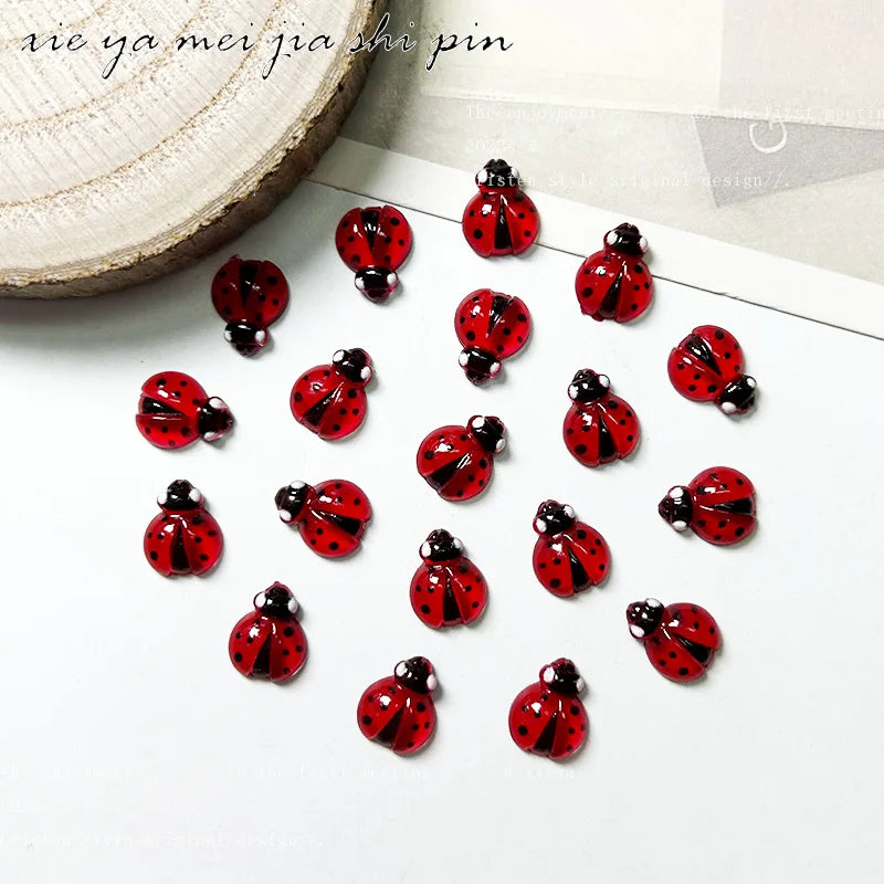 10-Pack 3D Kawaii Ladybug Resin Nail Charms | DIY Manicure Nail Art Charms QXL
