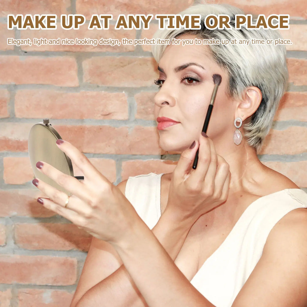Compact Round Folding Makeup Mirror | Wooden Pocket Mirror Compact Makeup Mirror QXL