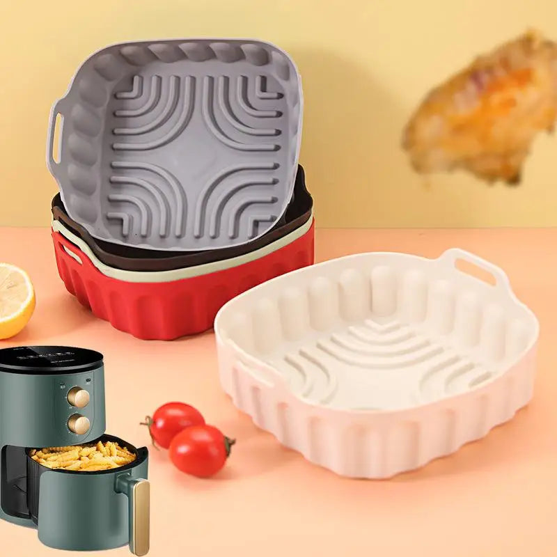 Foldable Silicone Air Fryer Basket Liner | Non-Stick Reusable Silicone Basket Liner QXL