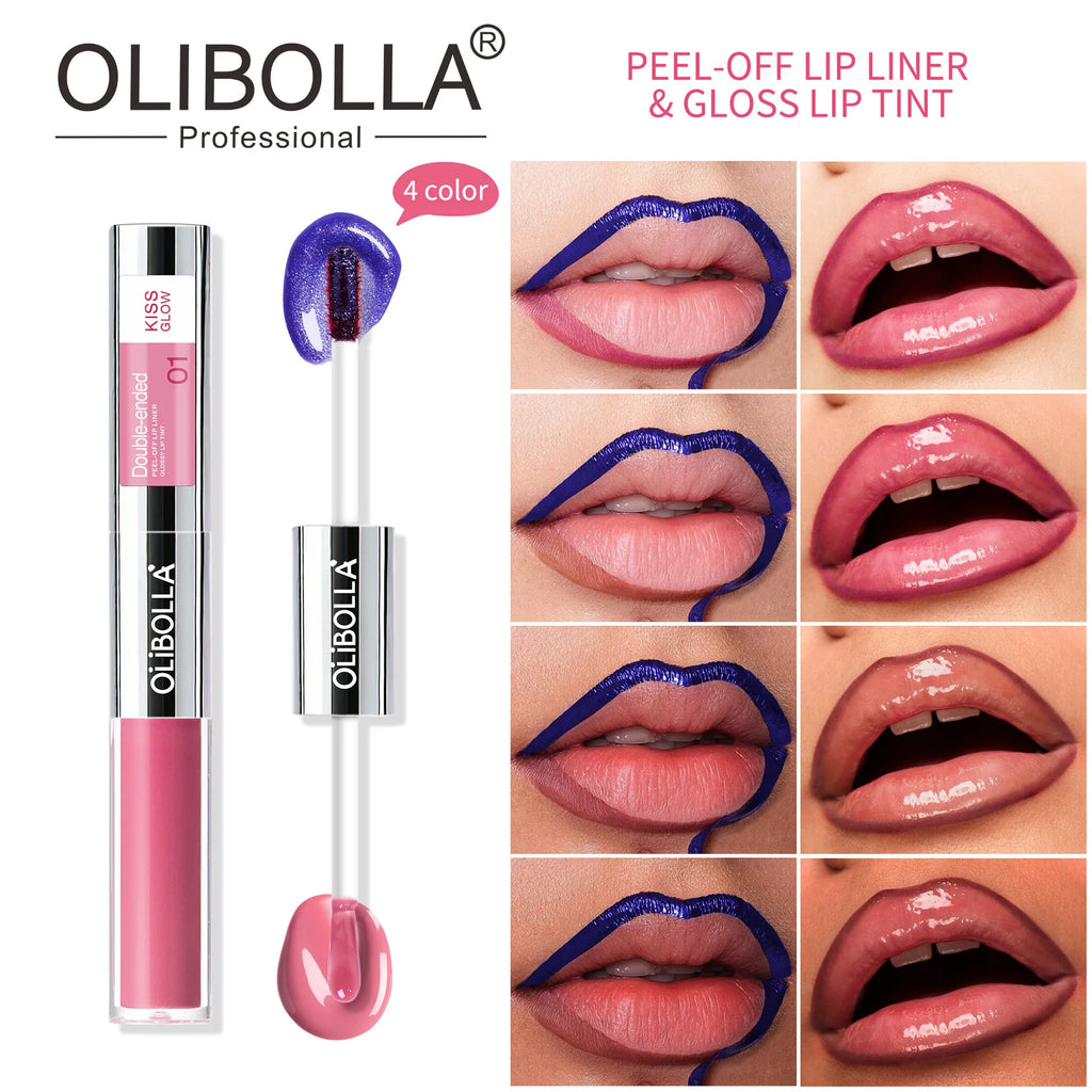 Double-Ended Peel-Off Lip Stain & Shimmer Lip Gloss Pen Lip Gloss Pen QXL