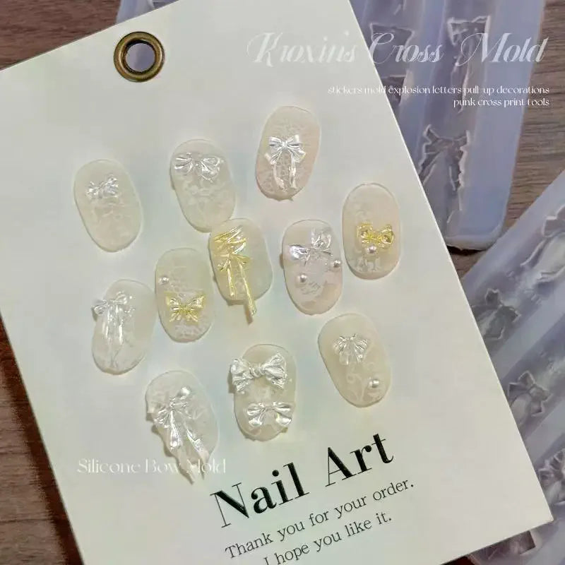 3D Bowknot Silicone Nail Art Mold | DIY Ribbon Nail Charms Nail Art Mold QXL