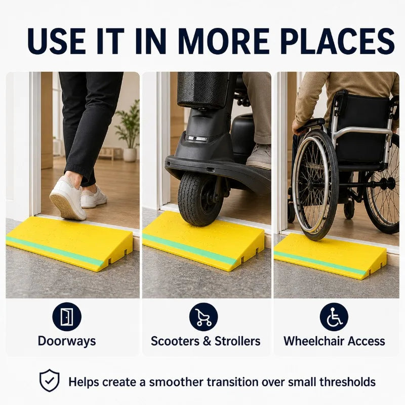 Indoor Threshold Ramp | Plastic Doorway Slope & Glow Strip Threshold Ramp QXL