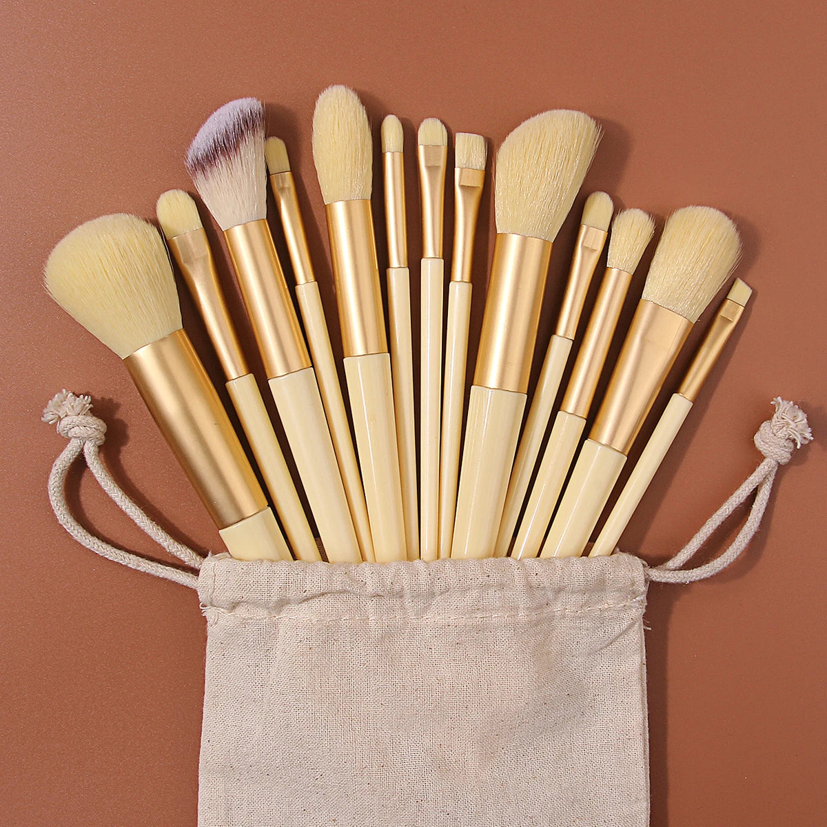14-Pc Soft Makeup Brush Set with Drawstring Pouch | KOSSHOW Makeup Brush Set QXL