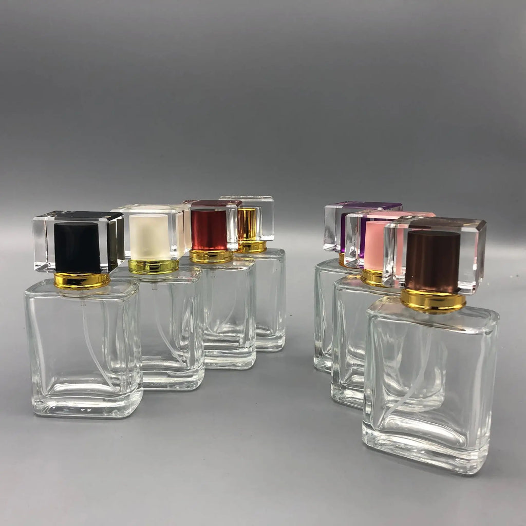 50ml Square Glass Perfume Atomizer | Refillable Spray Bottle Perfume Atomizer Bottle QXL