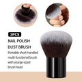 Fluffy Nail Dust & Powder Brush | Short Handle Manicure Tool Nail Dust Brush QXL black