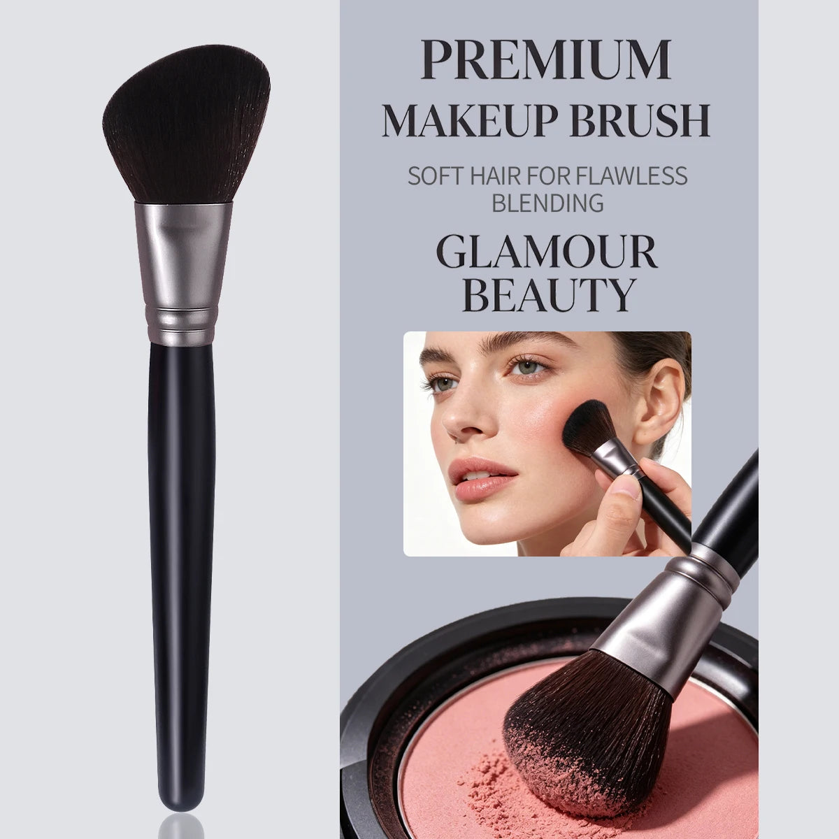 KOSSHOW Angled Blush Brush – Soft Nylon, Wood Handle Angled Blush Brush QXL black