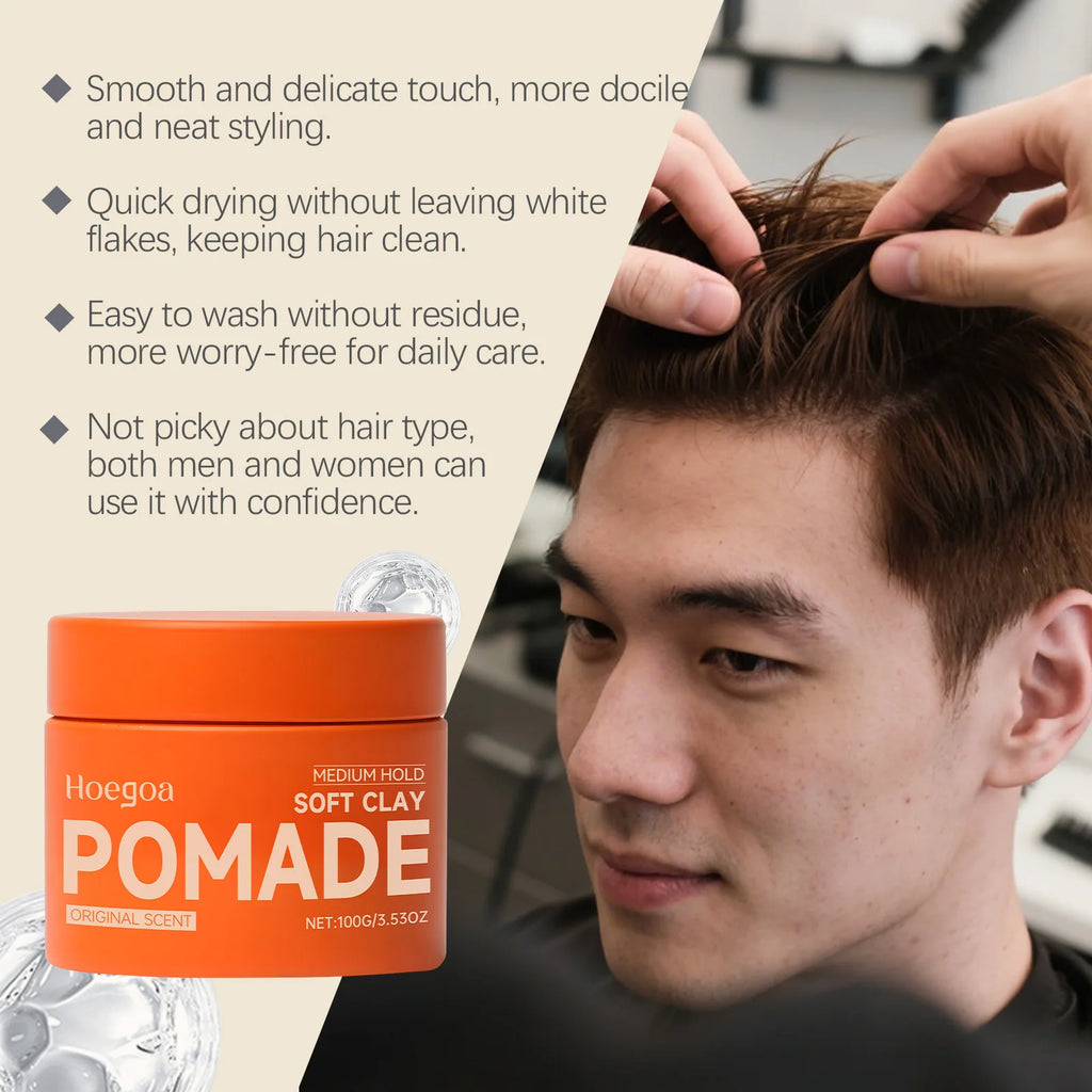 HOEGOA Strong Hold Hair Clay Wax Pomade – Matte Finish 100g Hair Styling Clay QXL