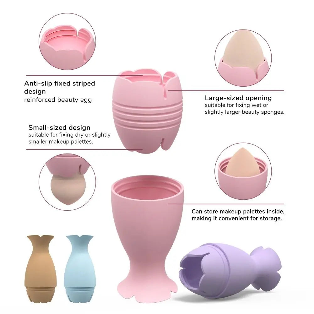 Silicone Makeup Sponge Holder Travel Case | Pink Blue Brown Makeup Sponge Holder QXL