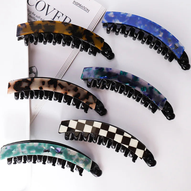 Blue Vintage Braided Banana Hair Clip | Wave Ponytail Holder Banana Hair Clip QXL