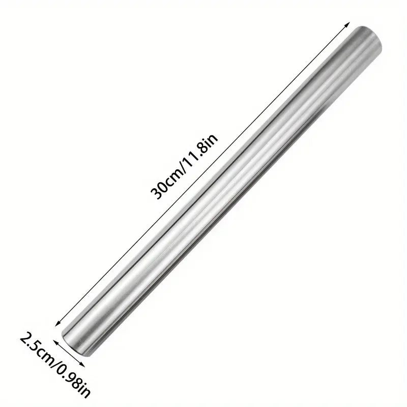 Hollow Stainless Steel Rolling Pin | Lightweight Baking Tool Baking Rolling Pin QXL Silver 12inch 1pc