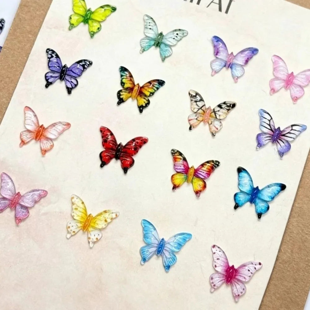 50-Pack 3D Butterfly Nail Charms | Glossy Multicolor Resin Nail Art Charms QXL