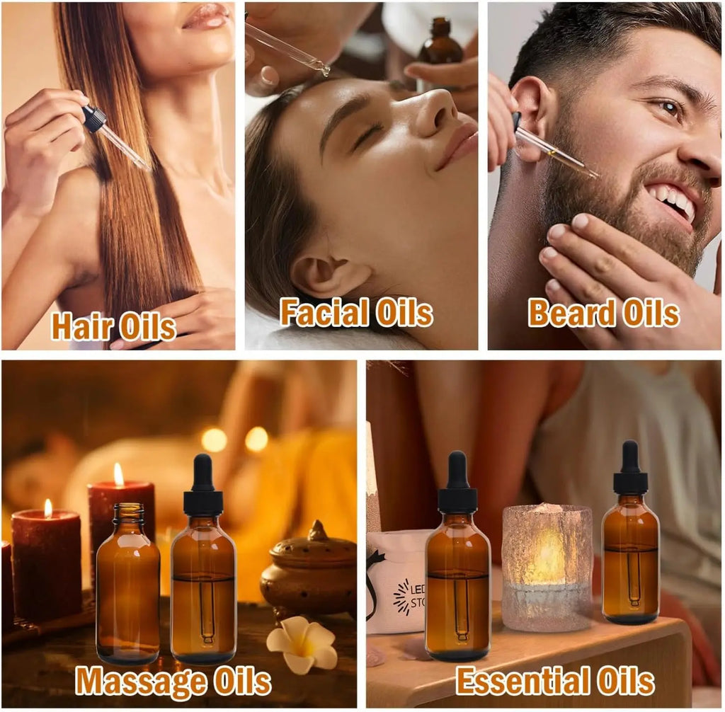Amber Glass Dropper Bottles | Essential Oil & Perfume Refill Glass Dropper Bottles QXL