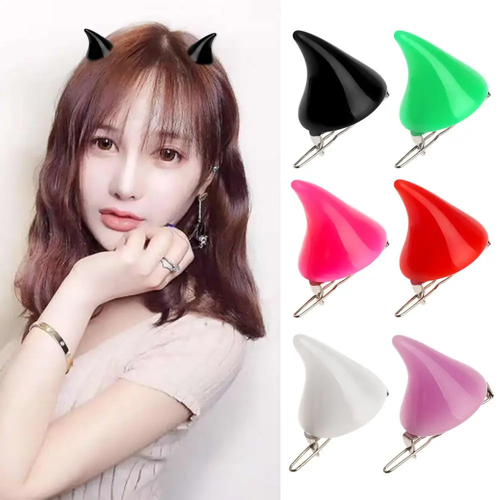 2-Pack Gothic Demon Horn Hair Clips | Halloween Cosplay Pins Gothic Hair Clips QXL