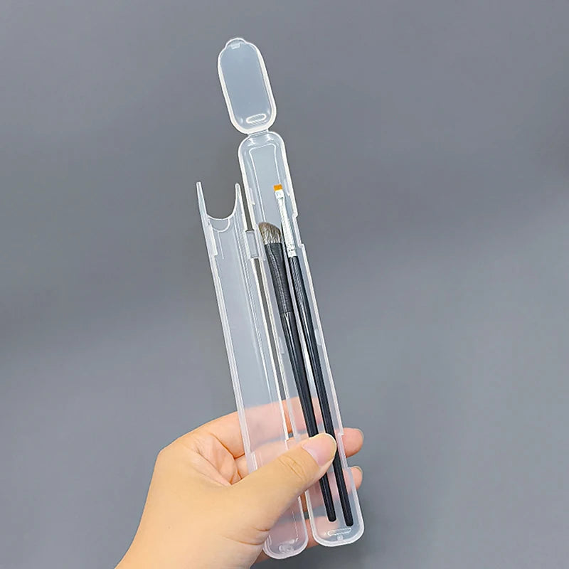 Portable Transparent Makeup Brush Storage Box with Lid Makeup Brush Organizer QXL