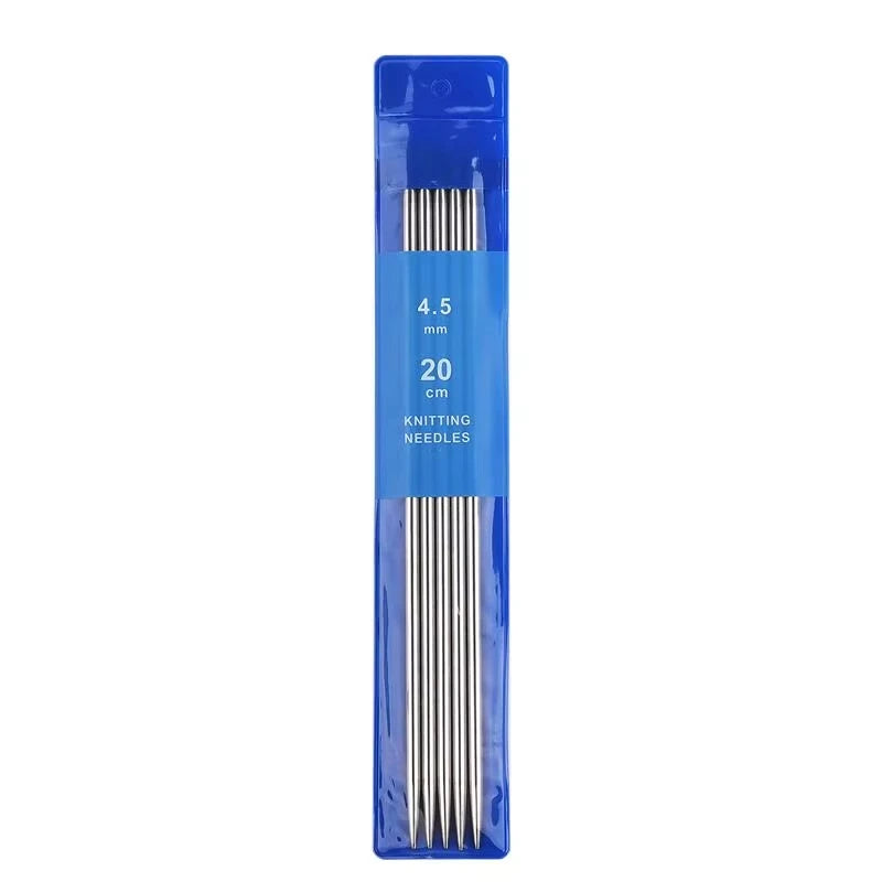 4.5mm Double-Pointed Knitting Needles | 5-Piece Steel Set 20cm Knitting Needle Set QXL