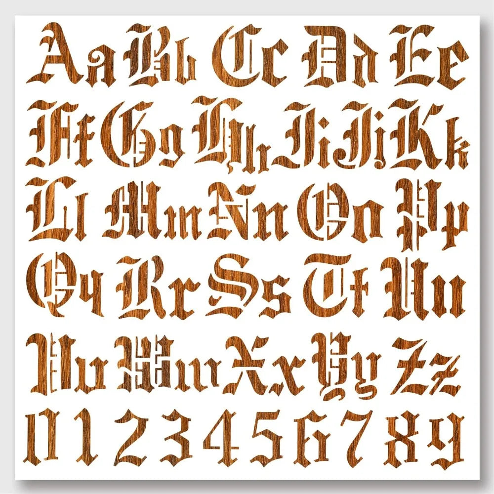 Gothic Alphabet & Numbers Stencil 11.8" | Reusable DIY Art DIY Art Stencil QXL