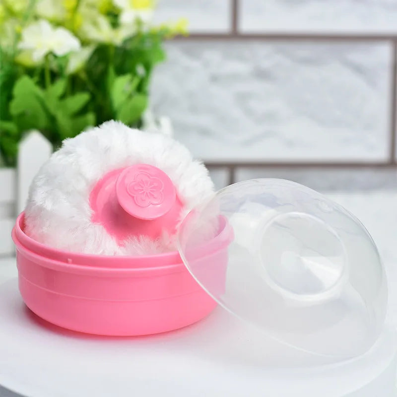 Baby Powder Puff & Storage Case | Portable Talcum Box Set Baby Powder Puff Set QXL Pink