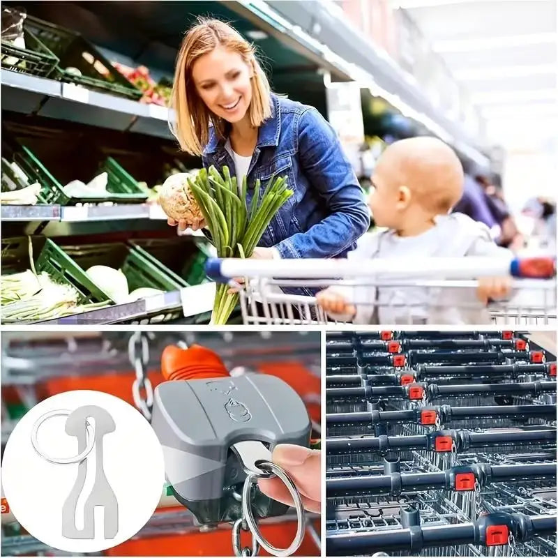 3-Pack Stainless Steel Reusable Shopping Cart Tokens & Key Ring Shopping Cart Token QXL