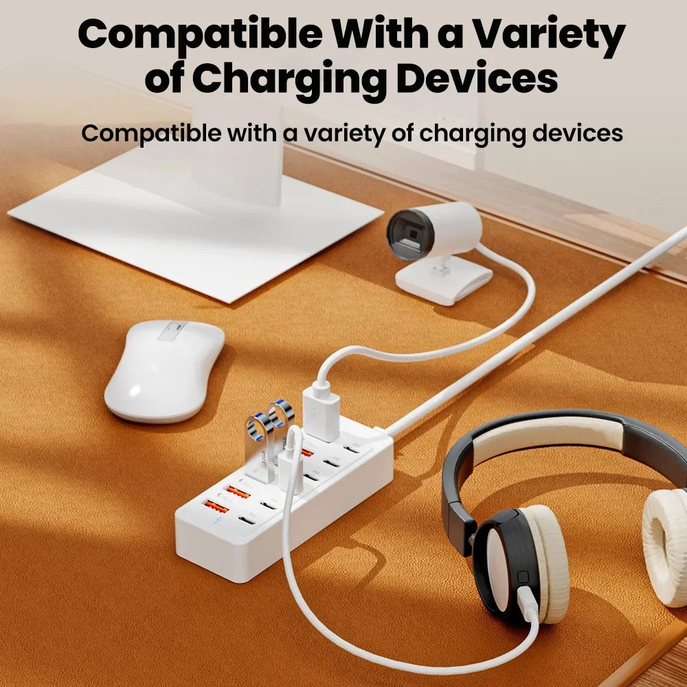6-Port USB Car Charger | USB-C & USB-A Fast Charging Hub Car USB Charger QXL