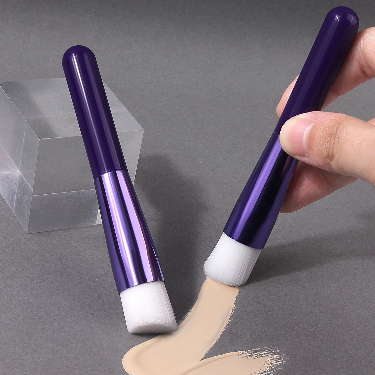 2-Pack Angled Foundation & Concealer Brushes | Synthetic Nylon Makeup Brush Set QXL