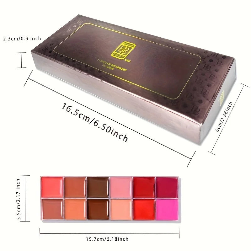 BEYONDBEAUTY 12-Color Moisturizing Lip Gloss Lipstick Palette Lip Color Palette QXL