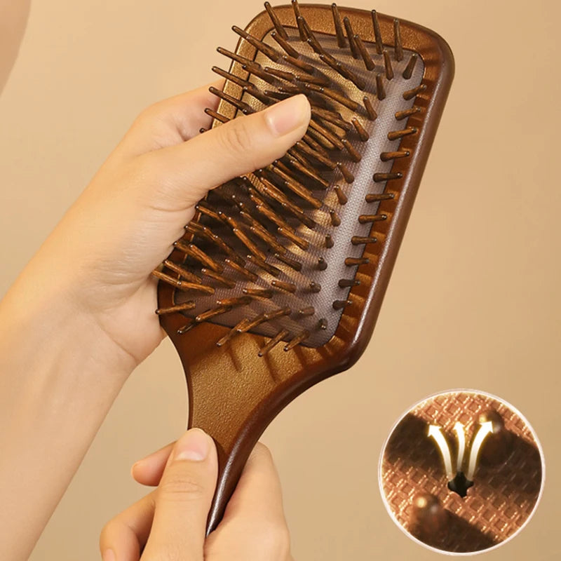 Sandalwood Air Cushion Comb | Hand-Carved Scalp Massage Brush Scalp Massage Comb QXL
