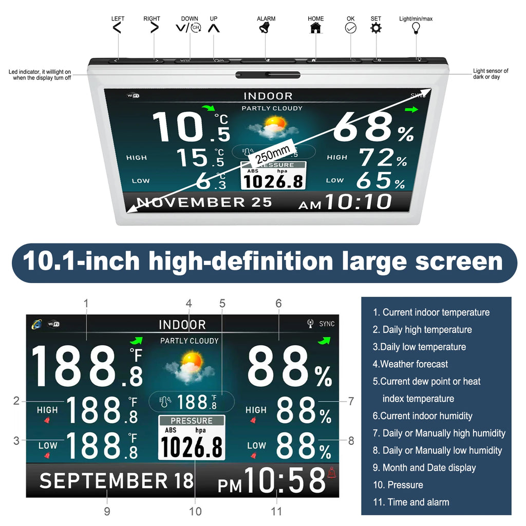 10.1" WiFi Weather Station | Digital Photo Frame & Remote WiFi Weather Station QXL