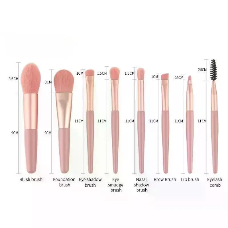 8-Piece Makeup Brush Set with PU Case | Soft Synthetic Bristles Makeup Brush Set QXL