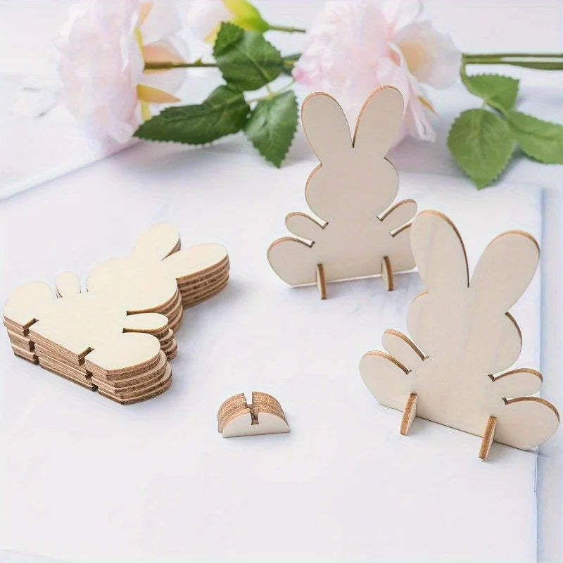 Unfinished 3D Wooden Easter Rabbit Bracket | DIY Craft Décor Wooden Craft Blank QXL
