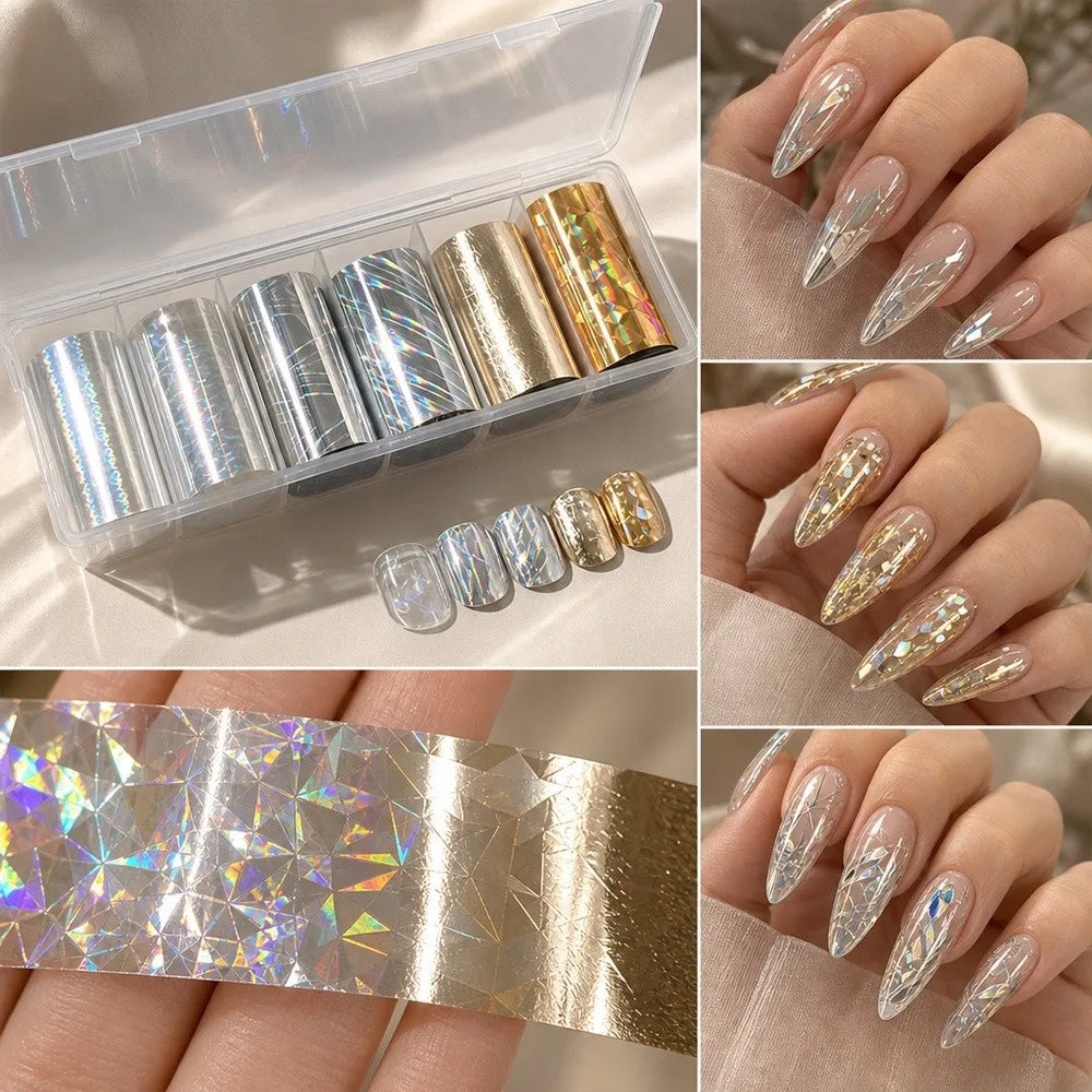Holographic Nail Foil Decals – Aurora & Mermaid Transfer Art Nail Foil Decals QXL