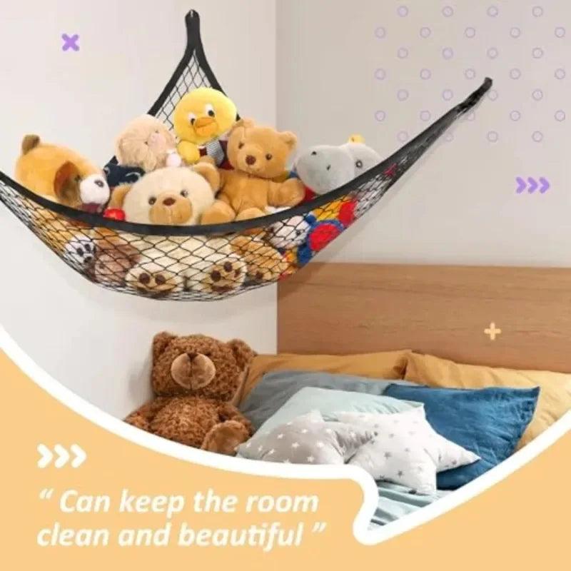 Stuffed Animal Net Hammock | Corner Toy Organizer for Kids Toy Storage Hammock QXL