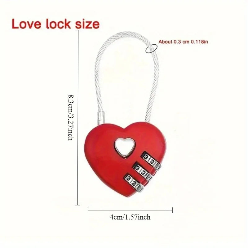 2-Pack Heart-Shaped Metal Combination Padlock for Luggage Combination Padlock QXL