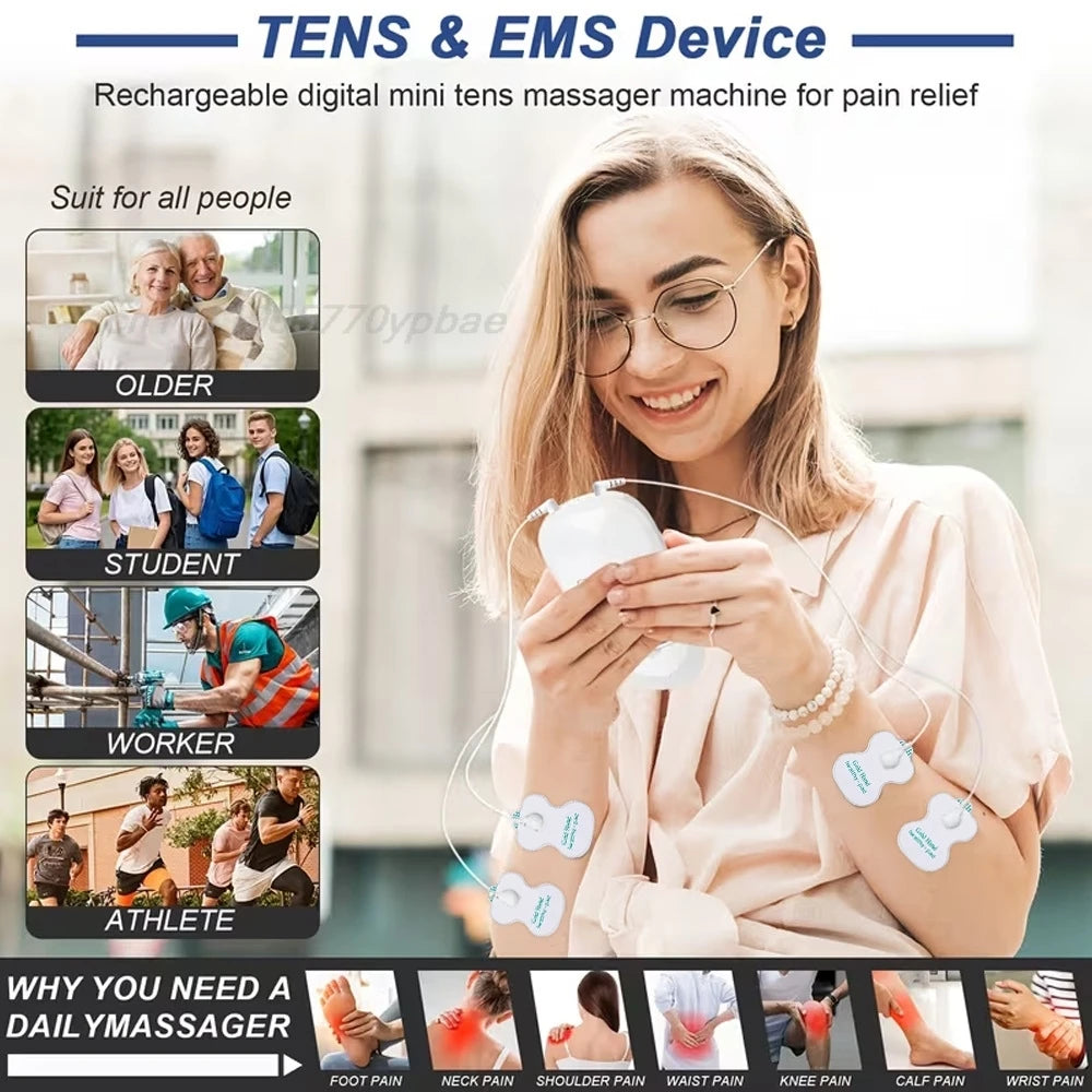 Portable EMS TENS Muscle Stimulator | Dual Channel Massager EMS TENS Massager QXL