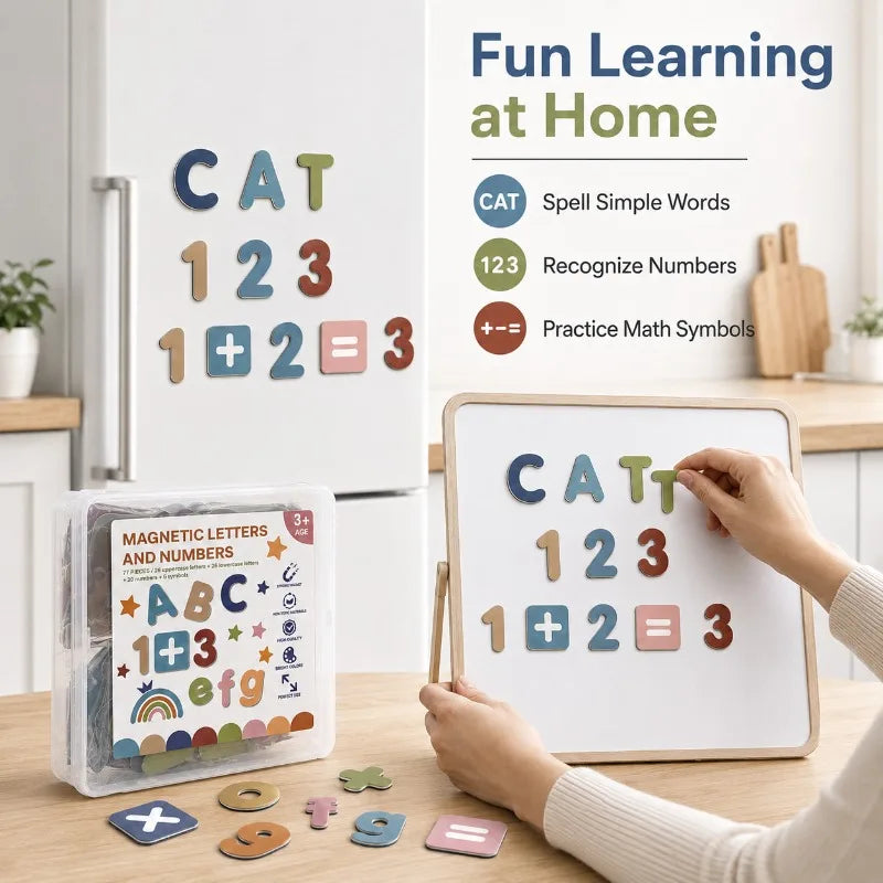 77-Pc Magnetic Letters & Numbers EVA Fridge Magnets for Kids Educational Magnet Set QXL