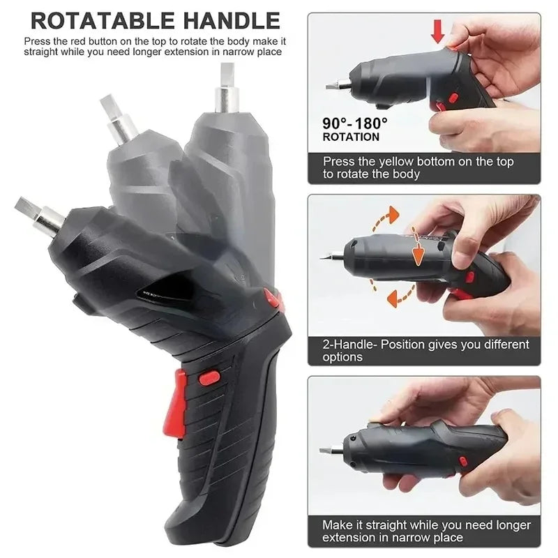 3.6V Cordless Screwdriver & Mini Drill | LED, Lithium Battery Cordless Screwdriver QXL