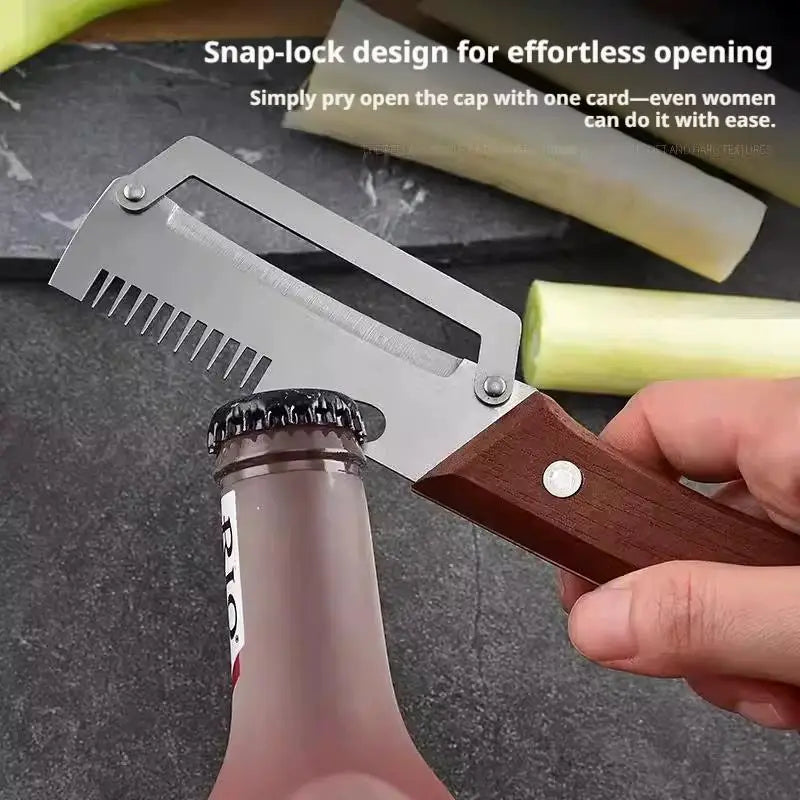 3-in-1 Vegetable Peeler & Shredder | Stainless Steel Wood Handle Vegetable Peeler QXL